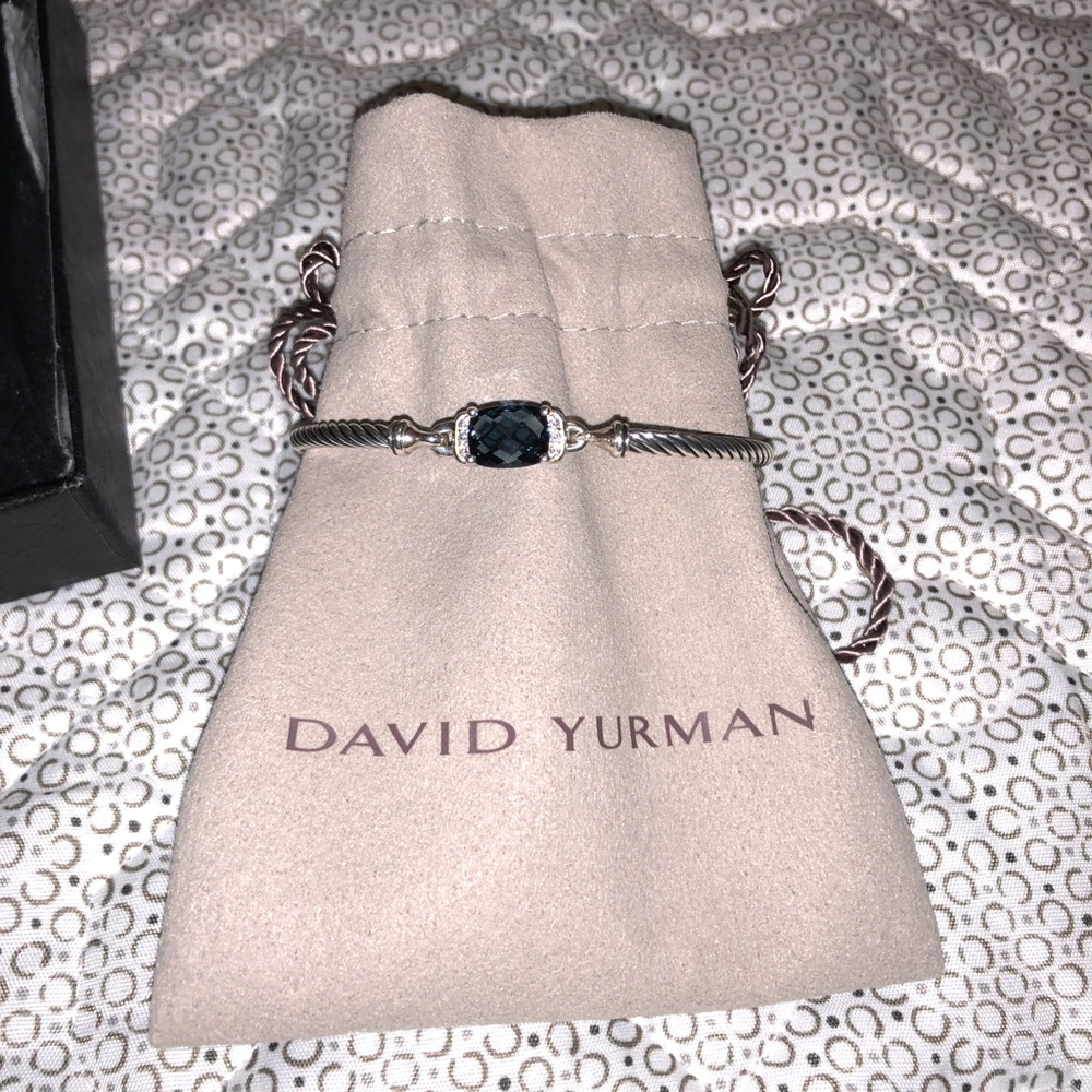 David Yurman Wheaton blue topaz and diamond bangle